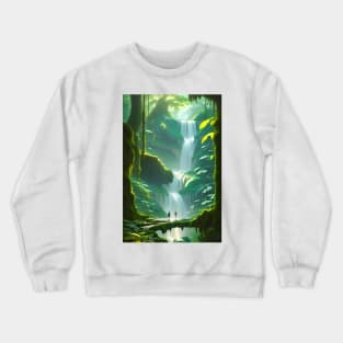 Cute Couple in Waterfalls in a Forest Crewneck Sweatshirt